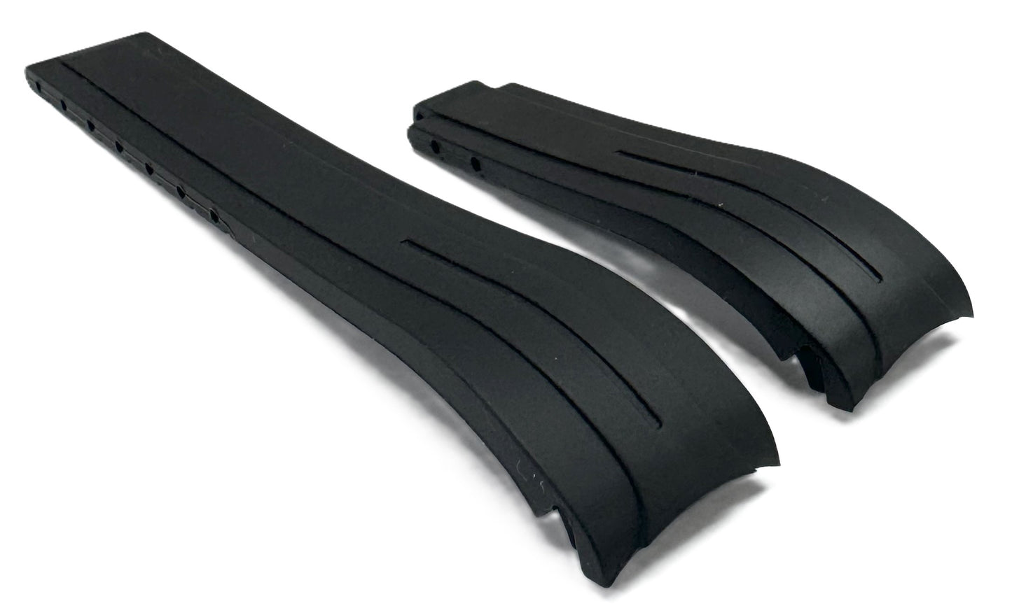 20mm Curved - End Vulcanized Rubber Watch Band for ROLEX Watches, Black Color - Universal Jewelers & Watch Tools Inc.