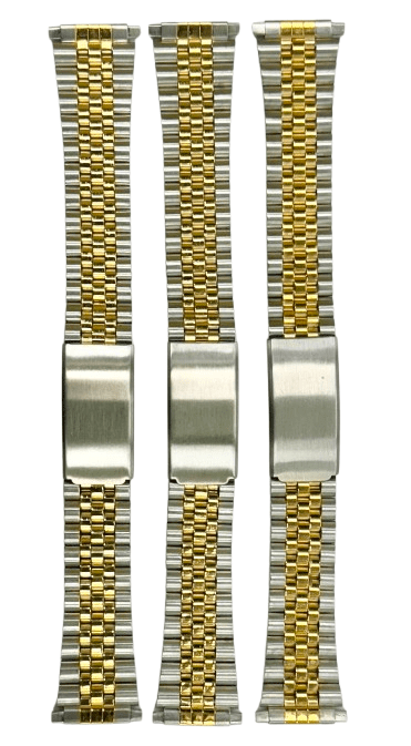 16 - 22 MM Jubilee 2 - tone (GOLD & SILVER) Metal Band with Regular Fold Over Clasp - Universal Jewelers & Watch Tools Inc.