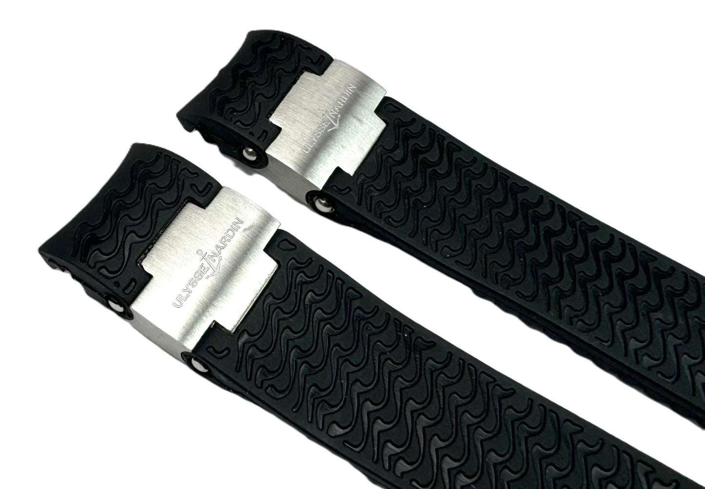 22mm Black Curved Rubber Watch Band for ULYSSE NARDIN Maxi Marine Watches - Universal Jewelers & Watch Tools Inc.