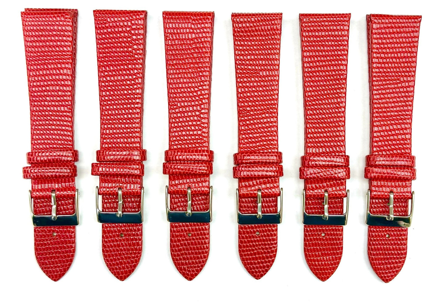 12 - 24 mm Italian Genuine Leather RED Lizard Grain Flat Watch Band - Universal Jewelers & Watch Tools Inc.