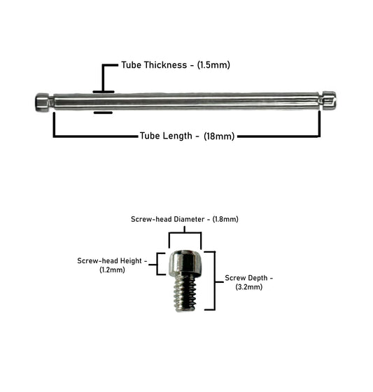 18x1.5mm Tube & Screw for Breitling Watches, M133132ACA18118W - Universal Jewelers & Watch Tools Inc.