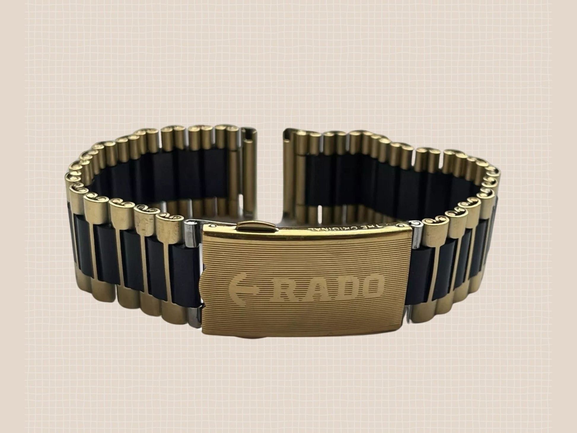 Two - Tone Black & Gold Replacement Watch Strap for RADO Diastar – 18mm Stainless Steel Band - Universal Jewelers & Watch Tools Inc.