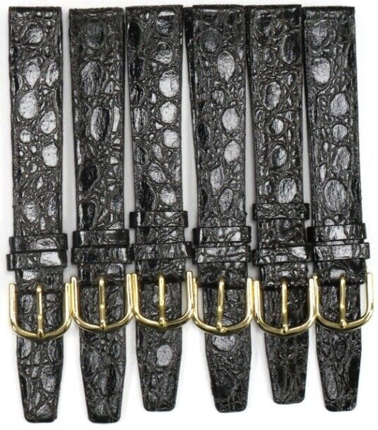 6 Watch Band D. Brown Genuine Leather Croco Grain Flat,Unstitched 18MM Xtra Long - Universal Jewelers & Watch Tools Inc.