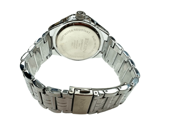 Elgin Men's Silver Watch & Matching Bracelet Set – Gold Markers | FG180016SST - Universal Jewelers & Watch Tools Inc.