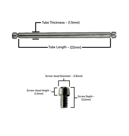 22x1.5mm Tube & Screw for Breitling Watches, A13388, A24315 - Universal Jewelers & Watch Tools Inc.