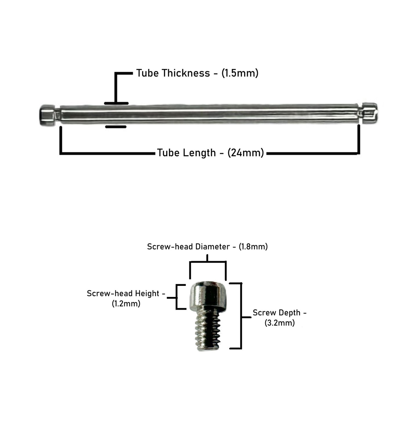 24x1.5mm Tube & Screw for Breitling Watches, A39363 - Universal Jewelers & Watch Tools Inc.