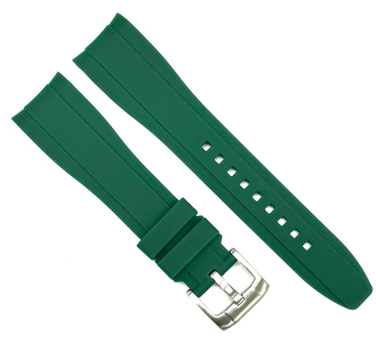 18 - 24mm Emerald Green Soft & Smooth Silicon Rubber Watch Band for High - End Watches - Universal Jewelers & Watch Tools Inc.