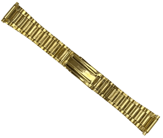 16 - 20MM Oyster Style Gold Tone Stainless Steel Band with regular fold - over clasp - Universal Jewelers & Watch Tools Inc.