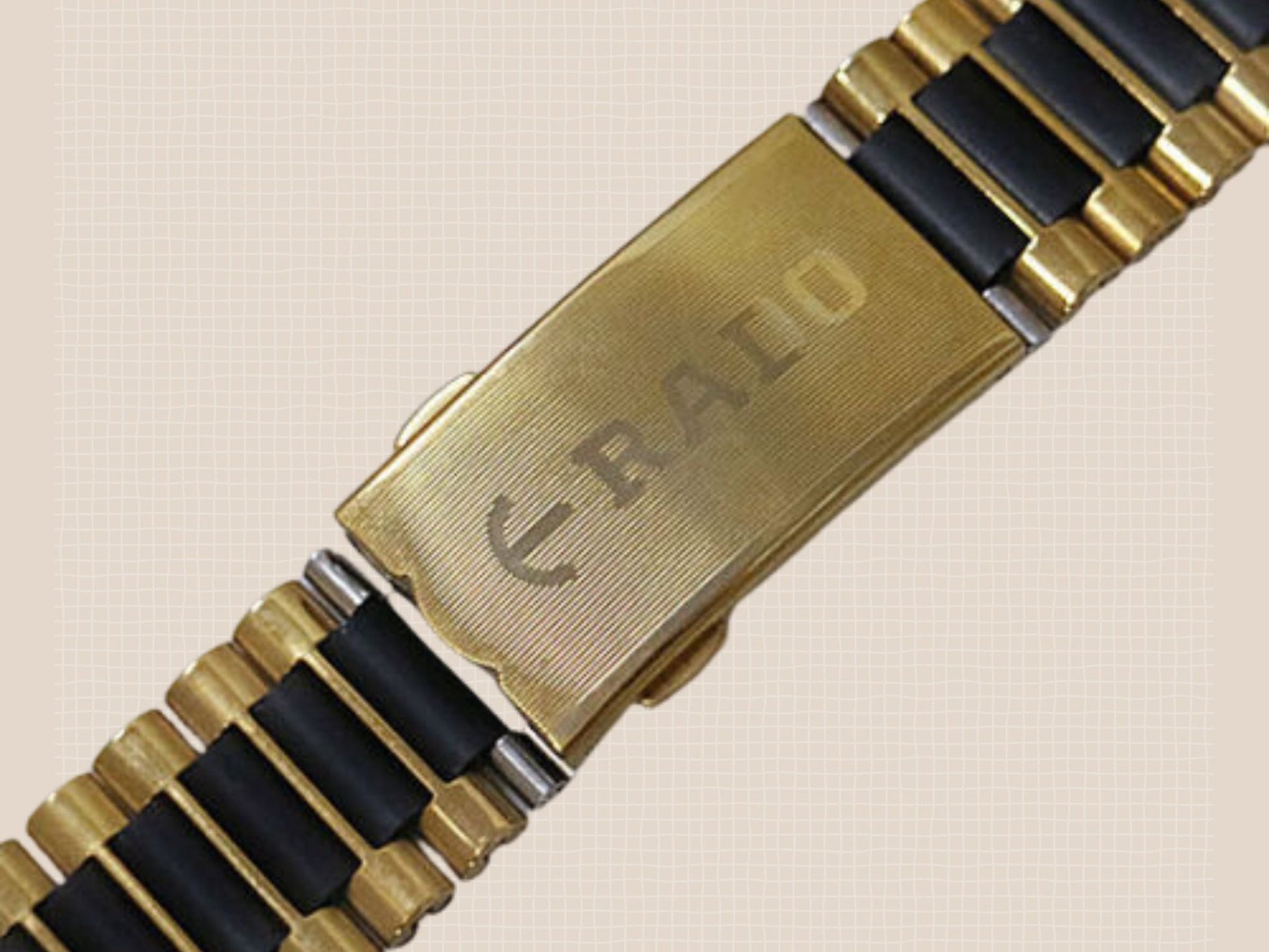 Two - Tone Black & Gold Replacement Watch Strap for RADO Diastar – 18mm Stainless Steel Band - Universal Jewelers & Watch Tools Inc.