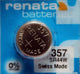 Renata Watch Battery 303,357 SR44SW, Swiss Made - Universal Jewelers & Watch Tools Inc.
