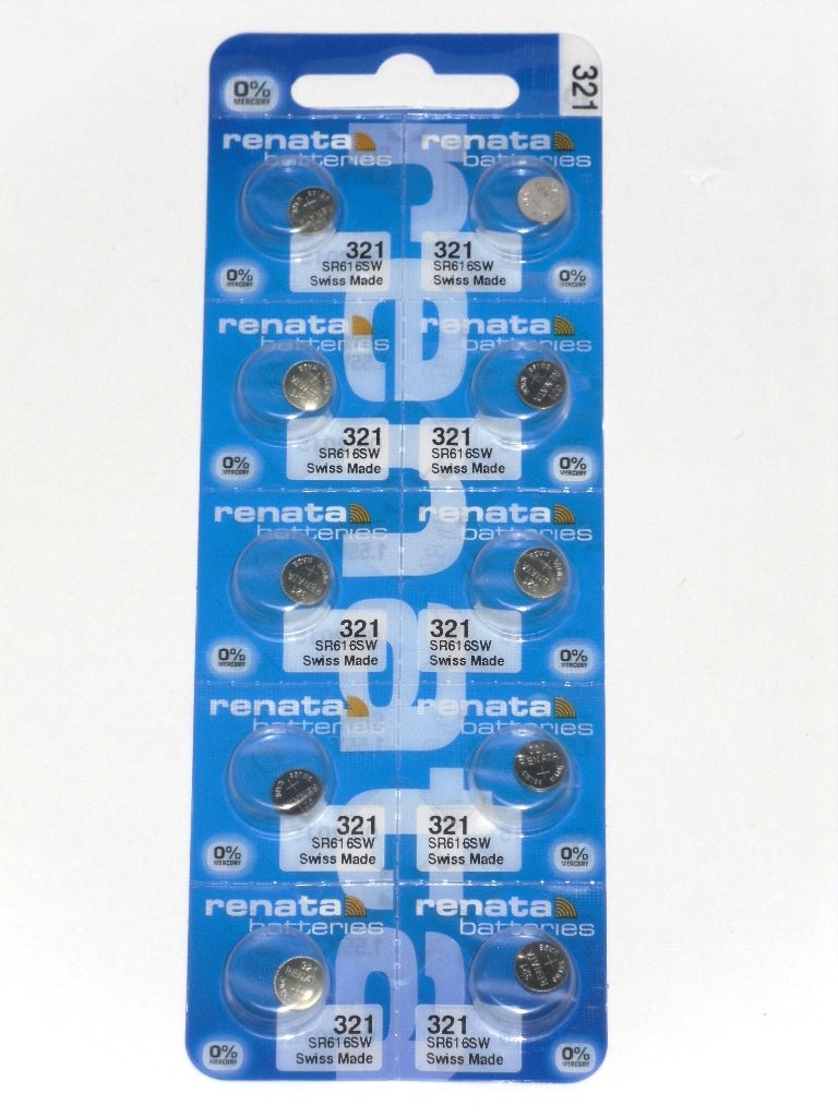 Renata Watch Battery 321, 1 - pack - 10 batteries Replacement, SR616SW, Swiss Made - Universal Jewelers & Watch Tools Inc.