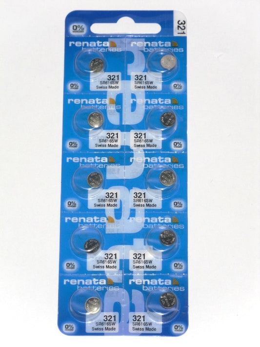 Renata Watch Battery 321, 1 - pack - 10 batteries Replacement, SR616SW, Swiss Made - Universal Jewelers & Watch Tools Inc.
