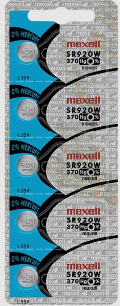 Maxell Watch Batteries SR920W/370 Silver Oxide New Sealed (Pack of 5Pcs.)