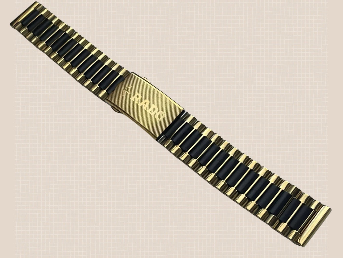 Two - Tone Black & Gold Replacement Watch Strap for RADO Diastar – 18mm Stainless Steel Band - Universal Jewelers & Watch Tools Inc.