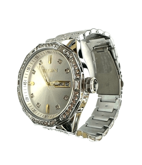 Elgin Men's Silver Watch & Matching Bracelet Set – Gold Markers | FG180016SST - Universal Jewelers & Watch Tools Inc.