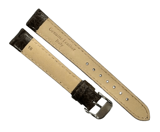 Watch Band High Quality Brown Genuine Leather Grain,16mm, slim and padded - Universal Jewelers & Watch Tools Inc.