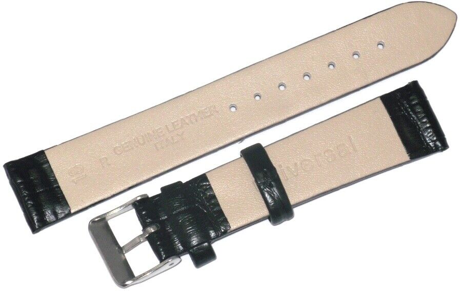 Lot of 6 Watch Band Genuine Leather Alligator Grain Black Flat 22mm Best Quality