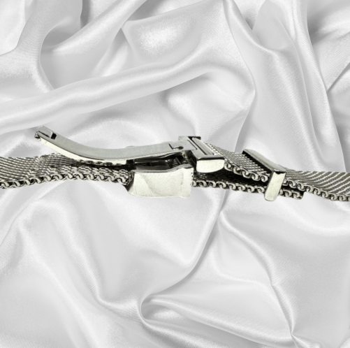 22mm Milanese Mesh Stainless Steel Watch Strap – Compatible with IWC Portugieser, Portofino, and Pilot’s Watches | Folding Buckle - Universal Jewelers & Watch Tools Inc.
