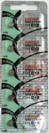 Maxell Watch Cell Batteries SR527SW/319 Silver Oxide New Sealed (Pack of 5Pcs.)