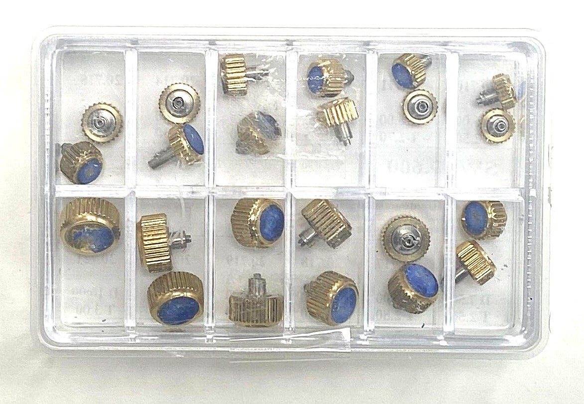 Watch Screw Crowns for Heavy Duty Gold, Assortment of 24Pcs. HIGH QUALITY