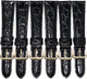 16 MM Genuine Leather Crocodile Grains Black Men's & Ladies Watch Band Lot of 6