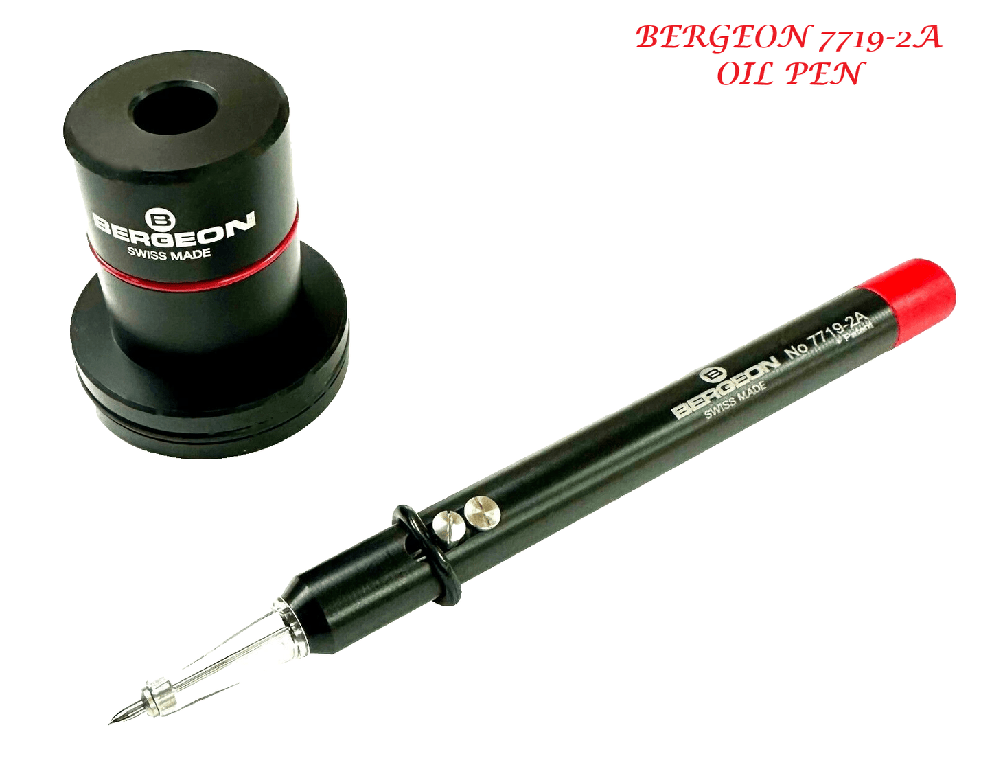 BERGEON 7719 - 2A OIL PEN WITH STAND, OILER. RED, SWISS MADE, WATCHMAKER TOOLS - Universal Jewelers & Watch Tools Inc.
