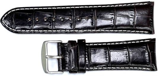 Watch Band "Triumph" Genuine Leather Dark Brown Alligator Grain Padded 28mm XXL