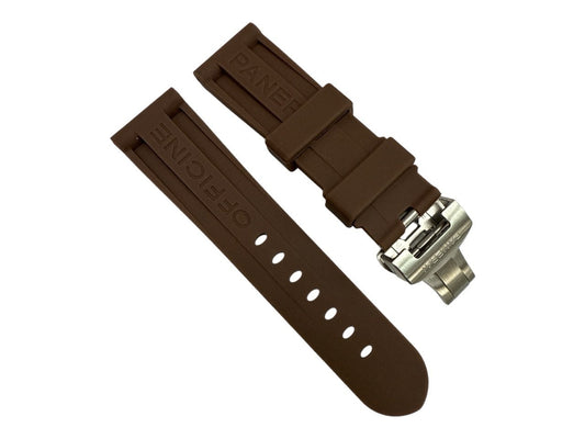 New Watch Band 24mm/22mm Rubber Strap Brown Color for PANERAI OFFICIAL