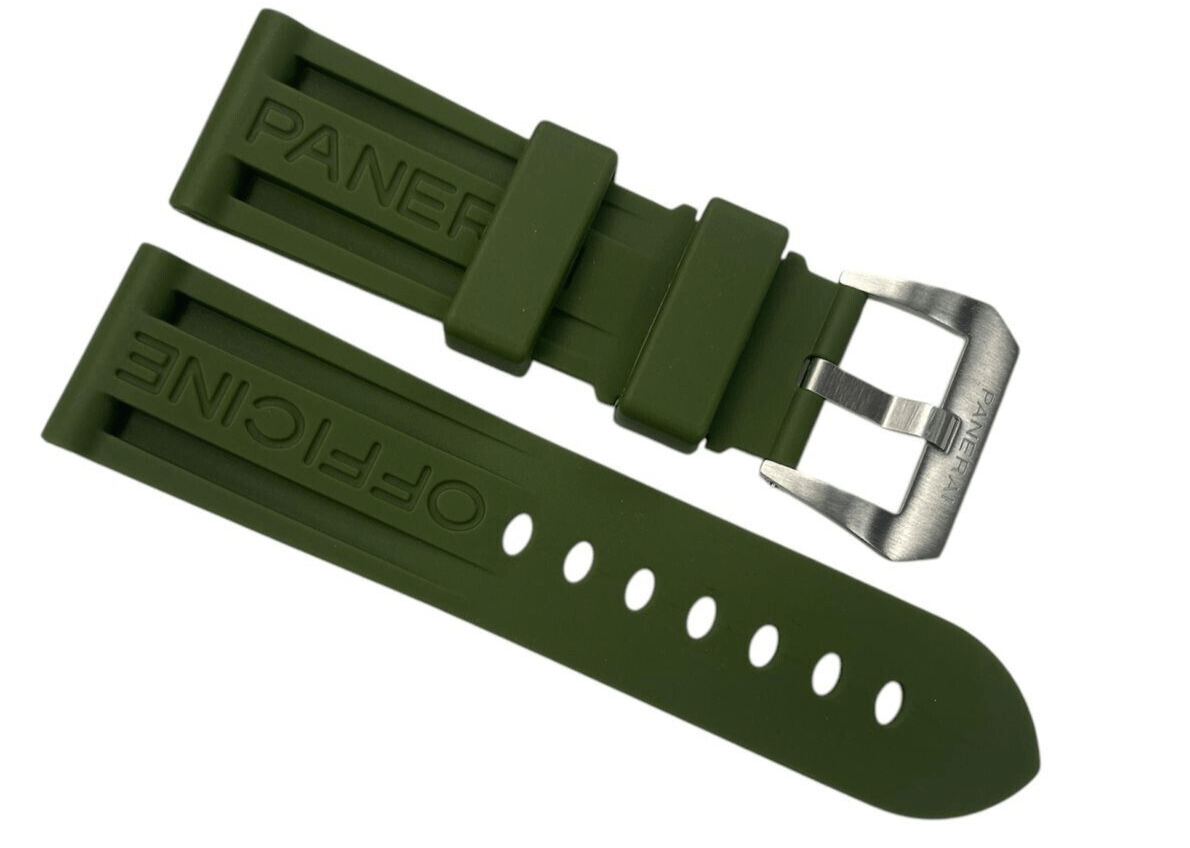 New Watch Band 22mm Rubber Strap ARMY GREEN Color for PANERAI OFFICIAL - Universal Jewelers & Watch Tools Inc.