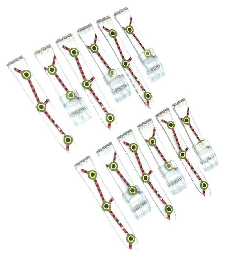 Plastic PVC Watch Band Transparent Art Design Swatch Replacement with Pins 17mm