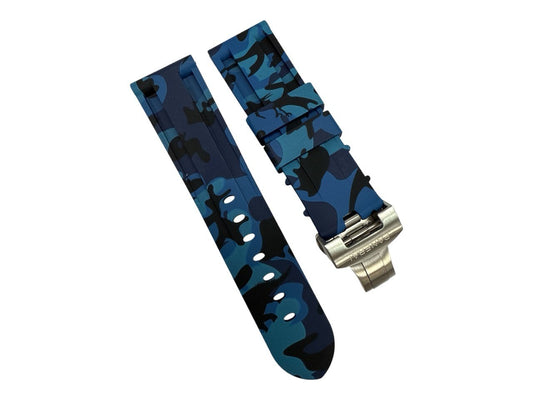 New Watch Band 24mm/22mm Rubber Strap Blue Camouflage Color for PANERAI OFFICIAL