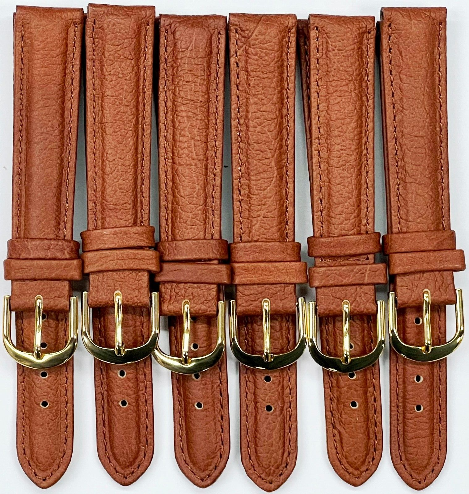 16 MM TAN Genuine Leather Watch Band Replacement, Lot of 6 Bands