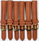 16 MM TAN Genuine Leather Watch Band Replacement, Lot of 6 Bands