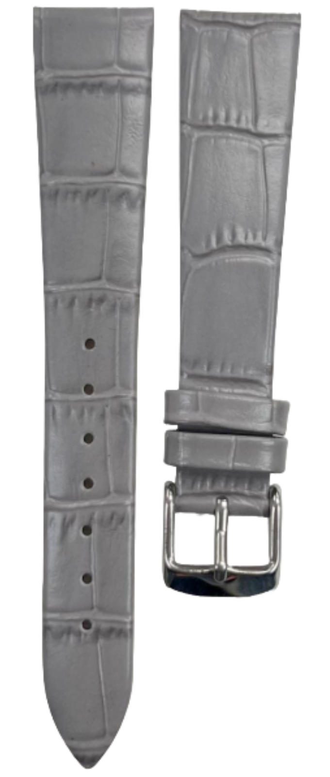 1PC Dark Gray Leather Flat Unstitched Alligator Grain Watch Band Size 18MM