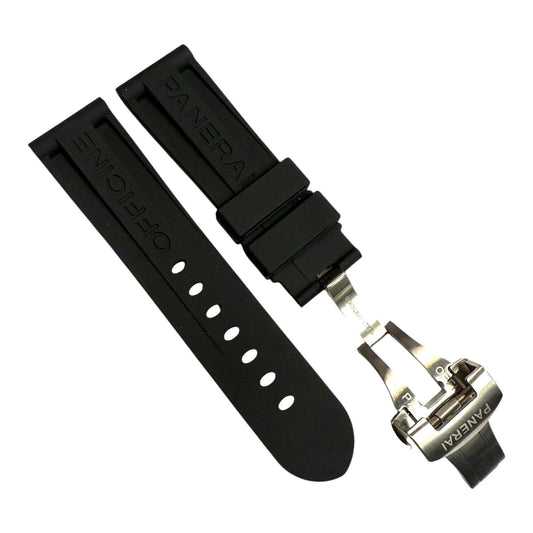 New Watch Band 24mm Rubber Strap Black Color for PANERAI OFFICIAL