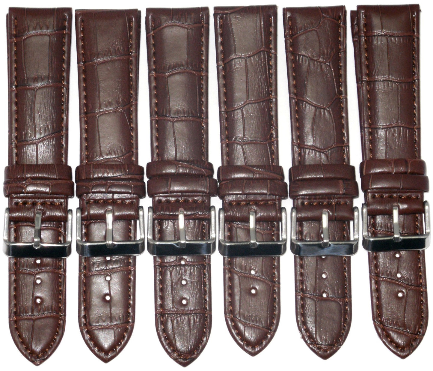 20 MM Genuine Leather Dark Brown Alligator Grains Watch Band Lot of 6 Bands