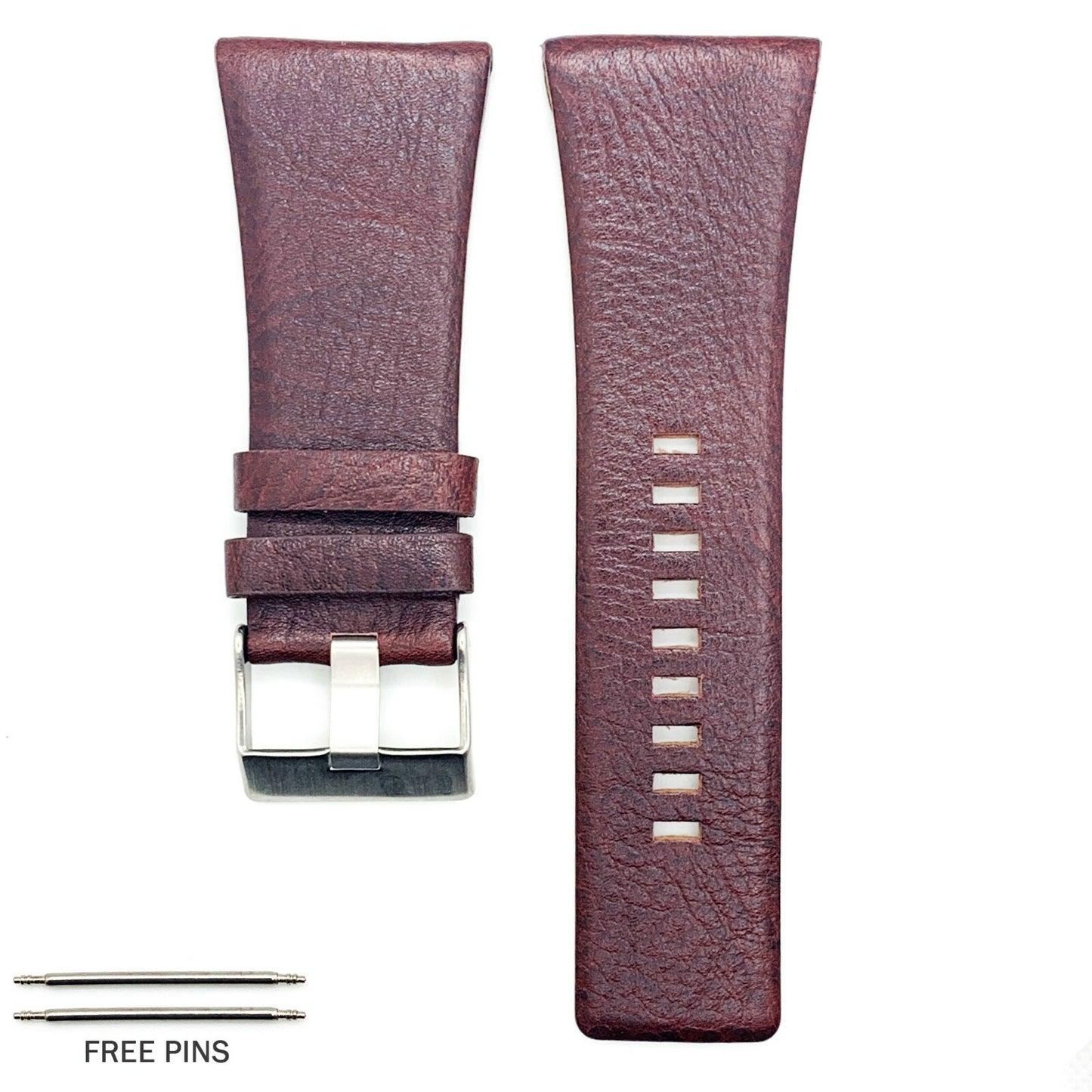 22 to 34 MM Genuine Leather Watch Band fits Diesel Watches Black and Brown Strap