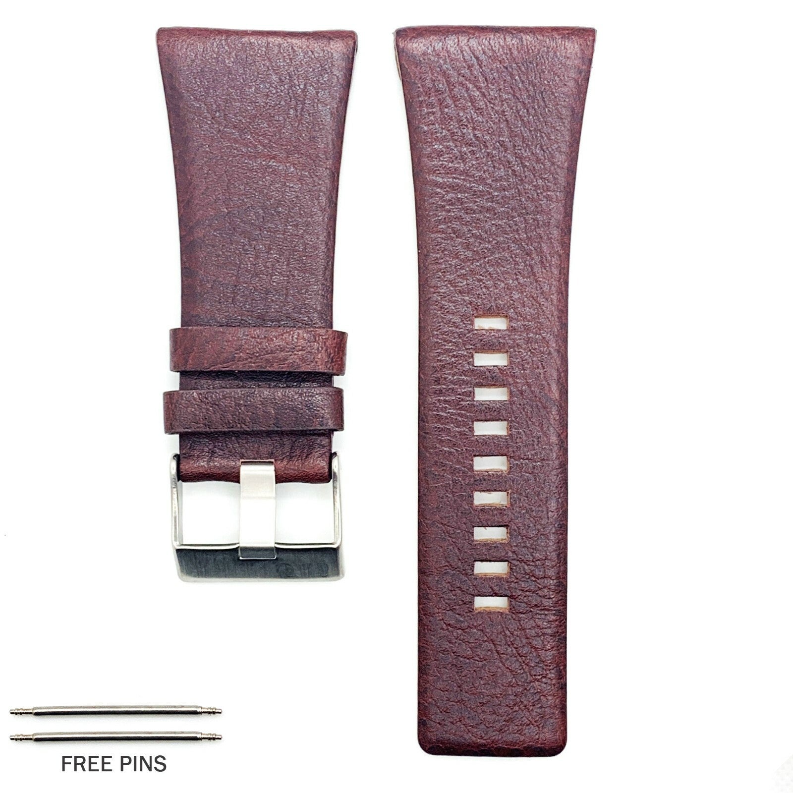22 to 34 MM Genuine Leather Watch Band fits Diesel Watches Black and Brown Strap