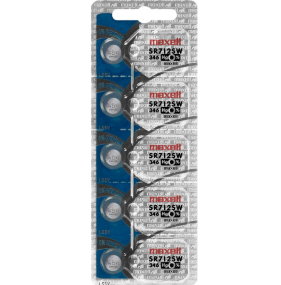 Maxell 346 Watch Cell Batteries SR712SW Silver Oxide New Sealed (Pack of 5)