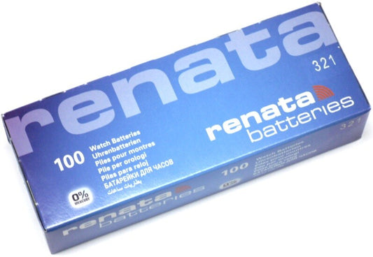 Renata 321 Watch Cell Batteries SR616SW, SWISS MADE, 0% MERCURY (Pack of 100)