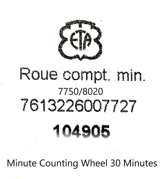 Movement Parts Fit For ETA 7750 Watch Part Ref 8020 Minute Counting Wheel 30 Min - Universal Jewelers & Watch Tools Inc.