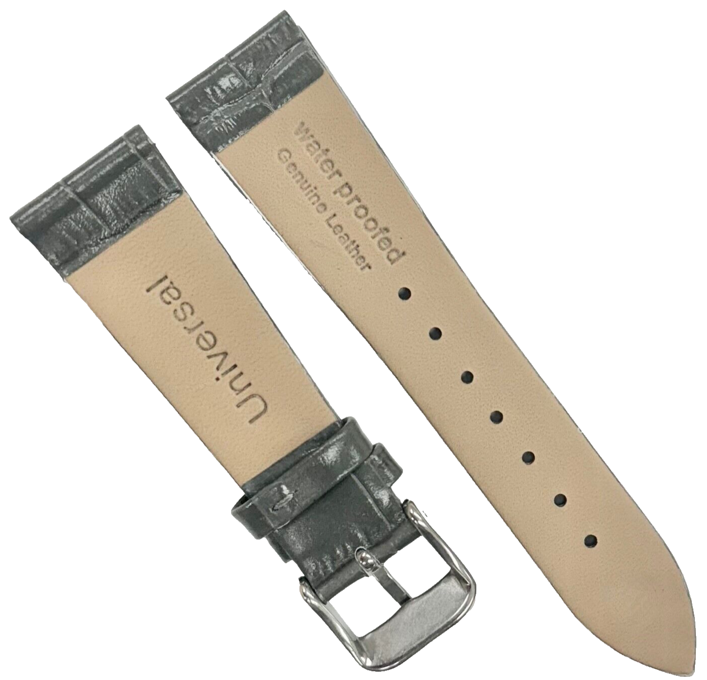 New Watch Band Dark Gray Genuine Leather Alligator Grain (Flat, Short) 20x16MM