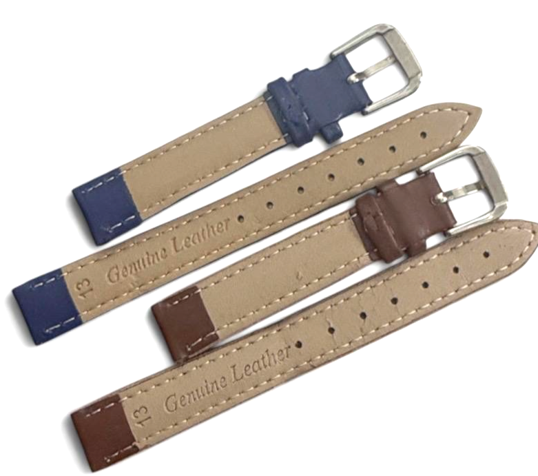 13MM BLUE/BROWN PADDED GENUINE LEATHER STRAP BAND