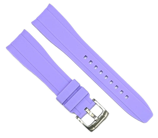18-24mm Curved-End Lavender Purple Soft & Smooth Silicon Rubber Watch Band