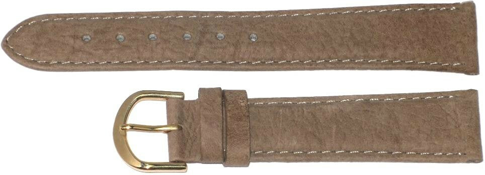 (Banda)Watch Band Plain Light .Brown Genuine Leather Padded Stitched 18mm