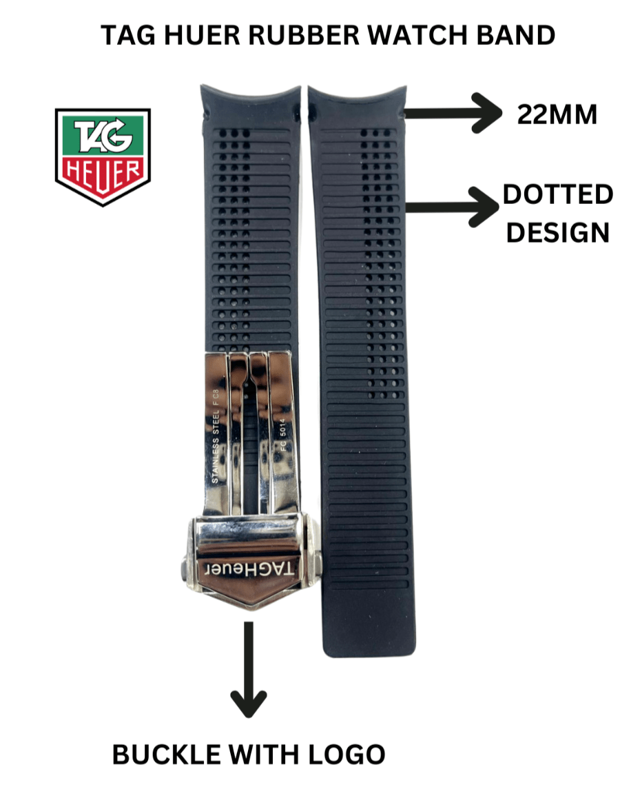 Tag Heuer Replacement Watch Band 22mm RUBBER STRAP WITH BUCKLE - Universal Jewelers & Watch Tools Inc.
