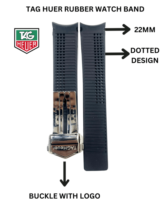 Tag Heuer Replacement Watch Band 22mm RUBBER STRAP WITH BUCKLE - Universal Jewelers & Watch Tools Inc.