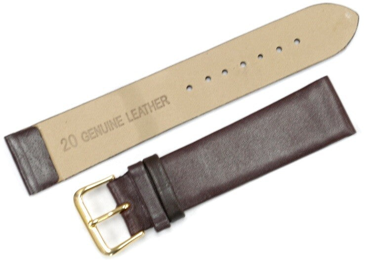 Lot of 6Pcs.Watch Bands Dark Brown Genuine Leather (Flat) 20MM for Men Watches