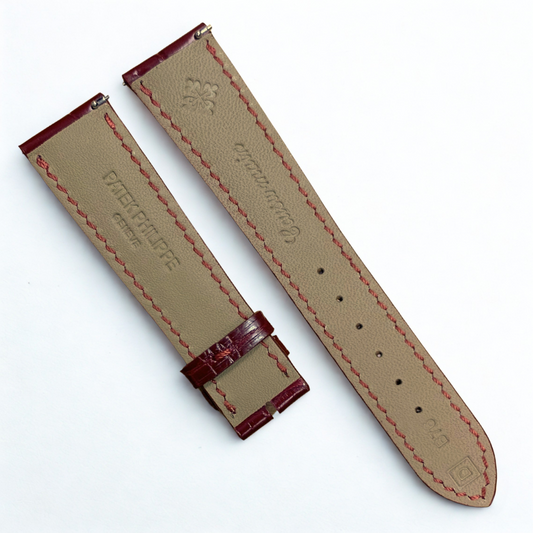 Genuine Patek Philippe Red Alligator Leather Band - 22mm x 16mm