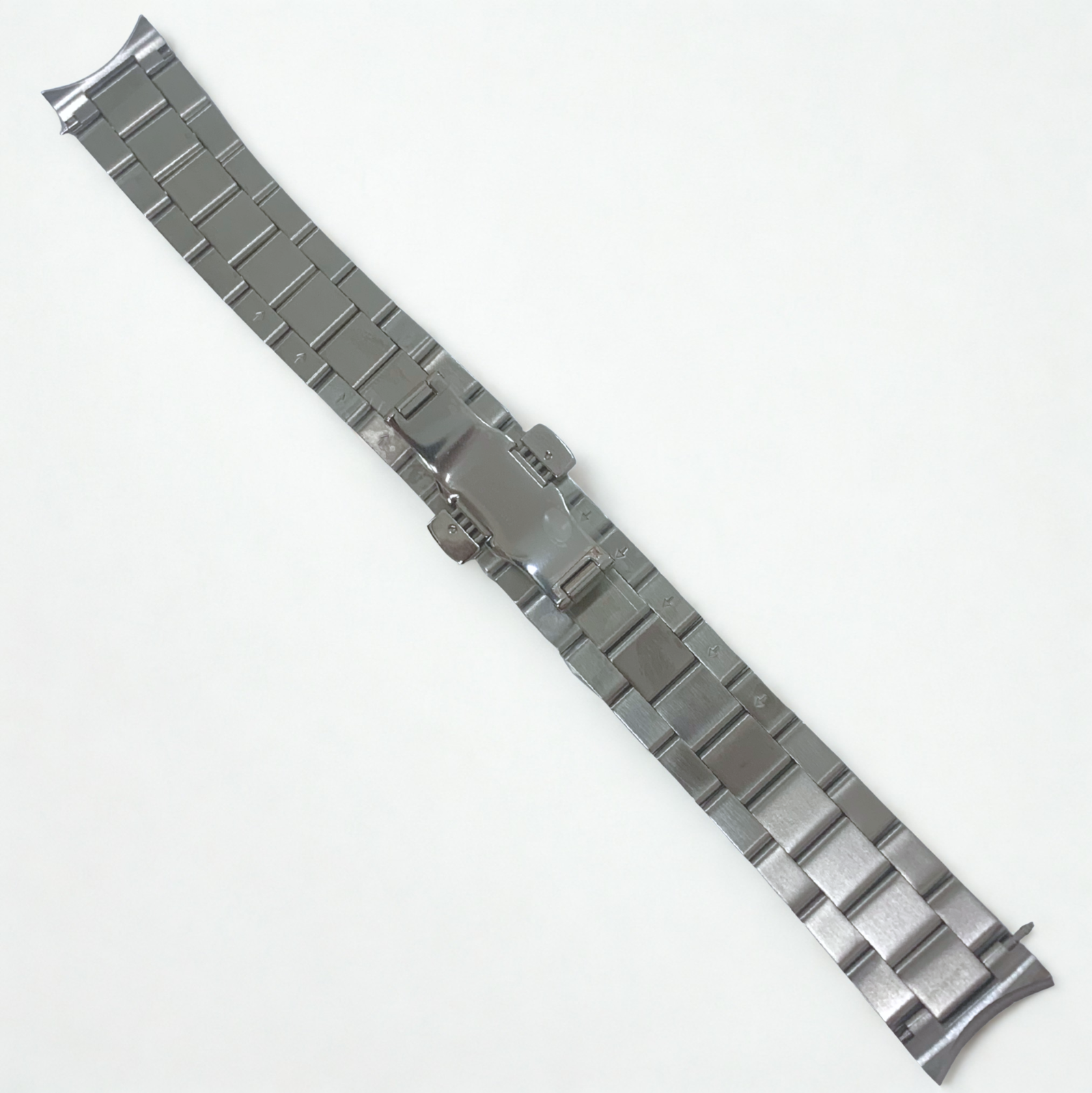 Silver Stainless Steel Watch Band - 20mm Bracelet w/ Curved End Links for Mido